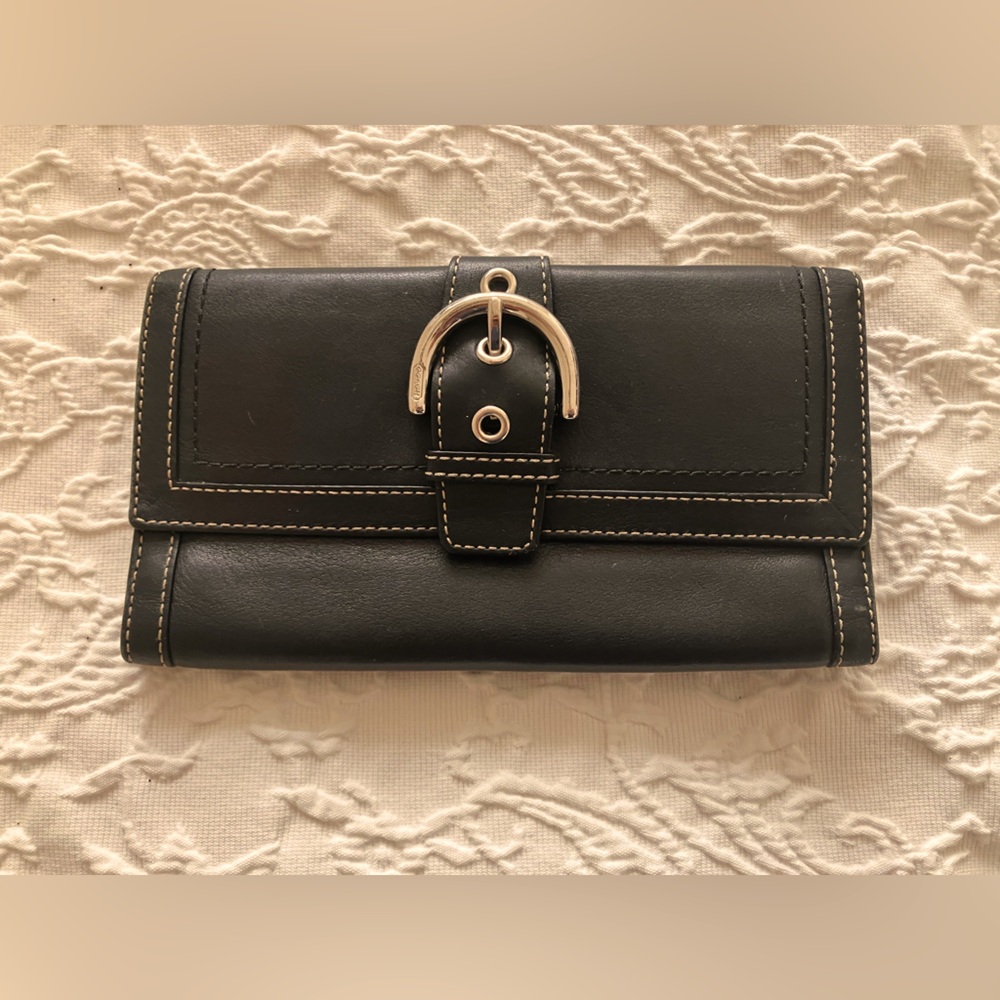 Coach Black Check Wallet used Check out pictures for flaws